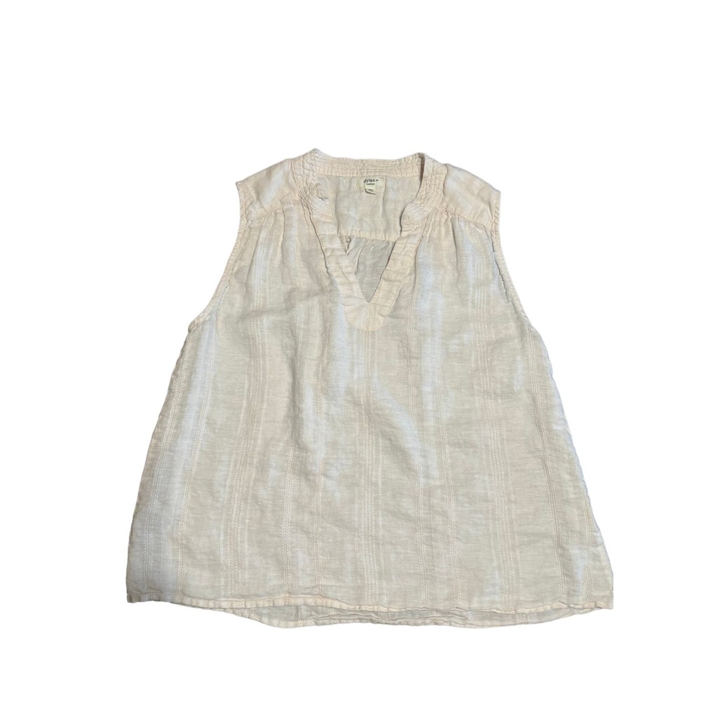 Dylan Sleeveless Cream Top Women Linen V-Neck Summer Blouse